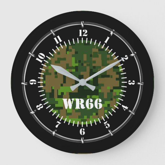 Gepersonaliseerd Woodland Green Camouflage op een Grote Klok (Voorkant)