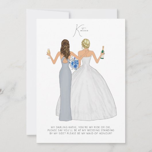 Gepersonaliseerd word jij mijn Bridesmaid Kaart (Voorkant)