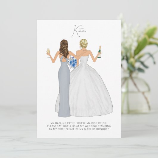 Gepersonaliseerd word jij mijn Bridesmaid Kaart (Staand voorkant)