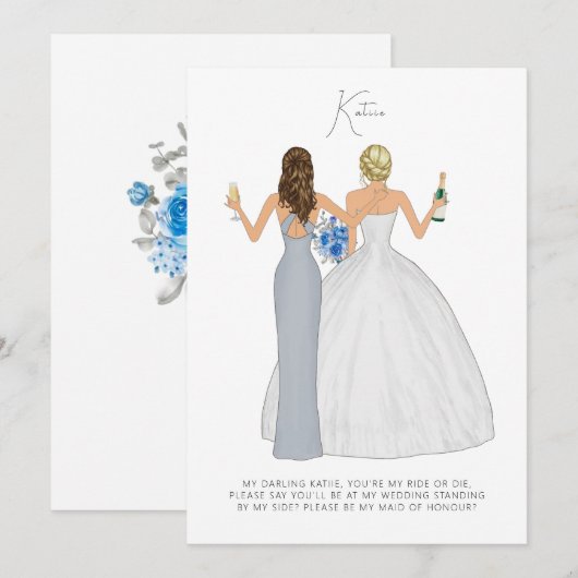 Gepersonaliseerd word jij mijn Bridesmaid Kaart (Voorkant / Achterkant)