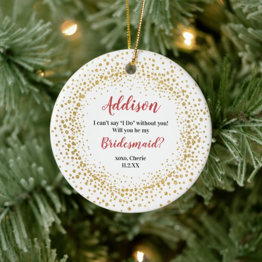 Gepersonaliseerd word jij mijn Bridesmaid Kerstmis Keramisch Ornament (Boom)