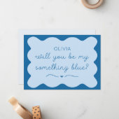 Gepersonaliseerd worden mijn iets blauw golvend ha notitiekaartje (Voorkant / Achterkant in situ)