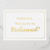 Gepersonaliseerd Wordt jij mijn bruidsmeisje foto? Folie Uitnodiging (Voorkant)