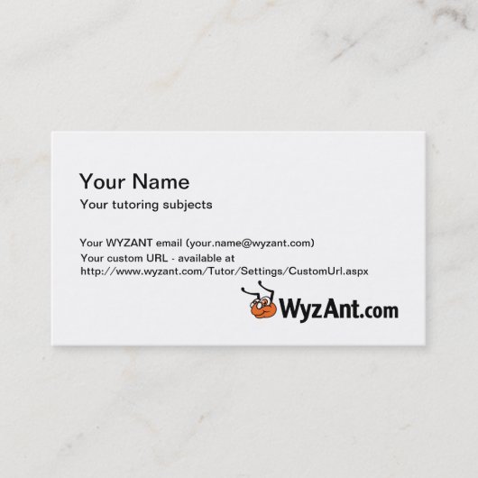 Gepersonaliseerd WyzAnt-Visitekaartjes Visitekaartje (Voorkant)