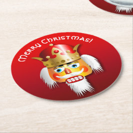 Gepersonaliseerd Xmas Nutkraker King Cartoon Ronde Kartonnen Onderzetter
