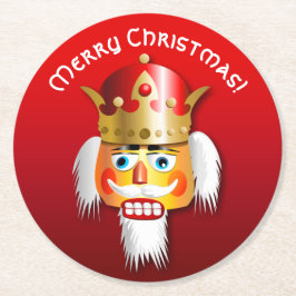 Gepersonaliseerd Xmas Nutkraker King Cartoon Ronde Kartonnen Onderzetter