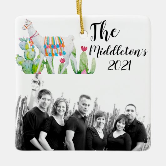 Gepersonaliseerd XMAS Ornament Boho Llama Bohemian (Voorkant)