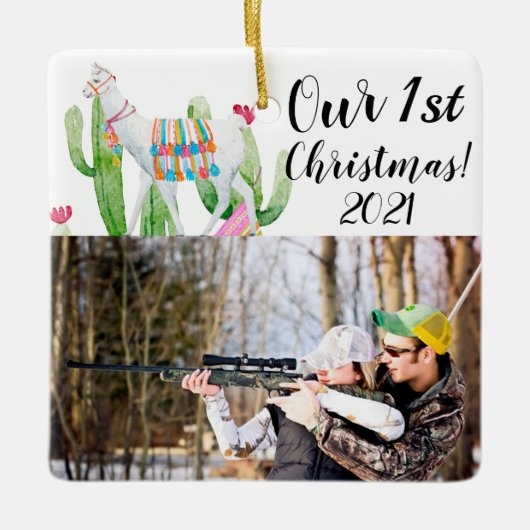 Gepersonaliseerd XMAS Ornament Boho Llama Bohemian (Voorkant)