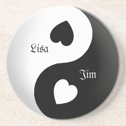 Gepersonaliseerd Yin Yang Love Onderzetter (Voorkant)