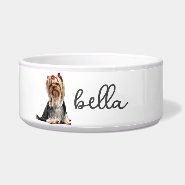 Gepersonaliseerd Yorkshire Terrier hondenvoer Voerbakje (Voorkant)