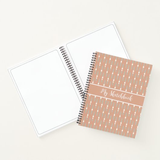 Gepersonaliseerd zakboek Boho Peach Sage Green Notitieboek (Binnen)