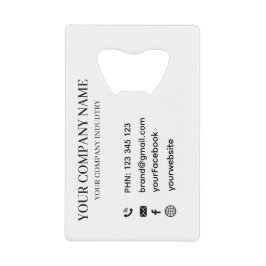 Gepersonaliseerd zakelijk bedrijf moderne promotie creditkaart flessenopener