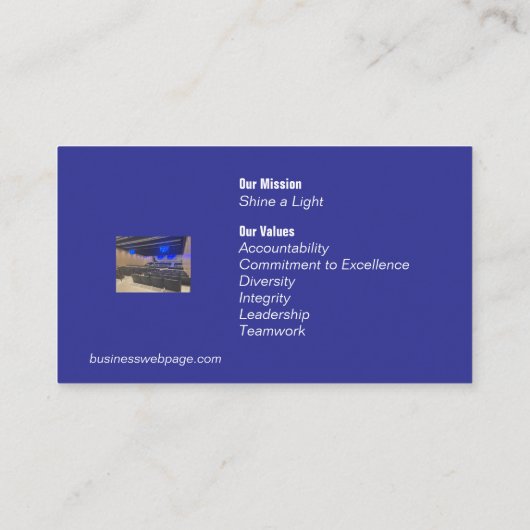 Gepersonaliseerd zakelijk en zakelijk wit en blauw visitekaartje (Achterkant)