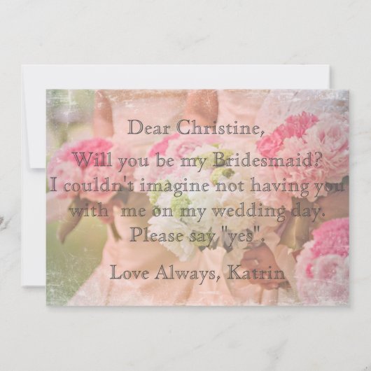 Gepersonaliseerd Zal je mijn bruidsmeisje zijn Kaart (Achterkant)