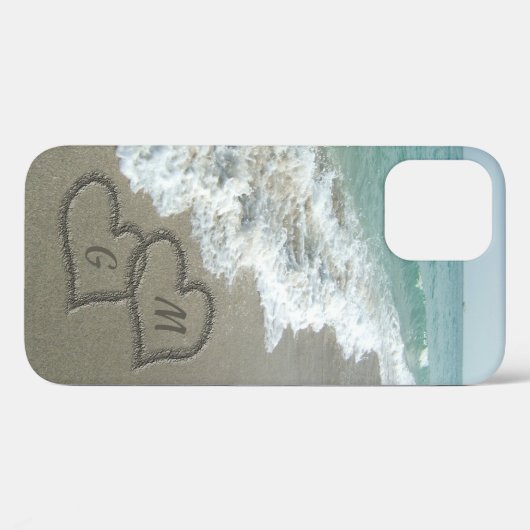 Gepersonaliseerd zand hart op het strand Case-Mate iPhone case (Achterkant (horizontaal))