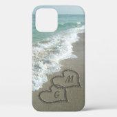 Gepersonaliseerd zand hart op het strand Case-Mate iPhone case (Achterkant)
