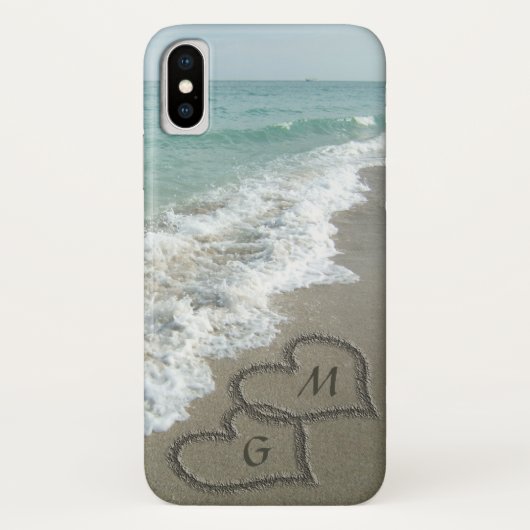 Gepersonaliseerd zand hart op strand Case-Mate iPhone case (Achterkant)