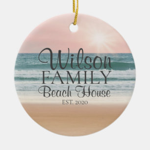 Gepersonaliseerd Zeaside Beach House Keramisch Ornament