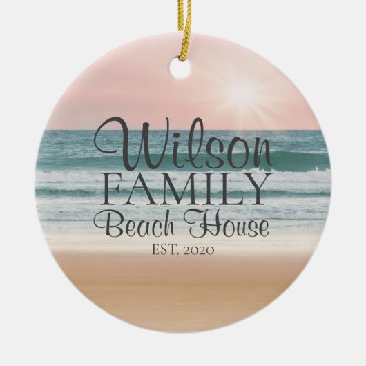 Gepersonaliseerd Zeaside Beach House Keramisch Ornament (Voorkant)