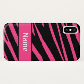 Gepersonaliseerd Zebra Print roze zwart patroon Case-Mate iPhone Case (Achterkant (horizontaal))