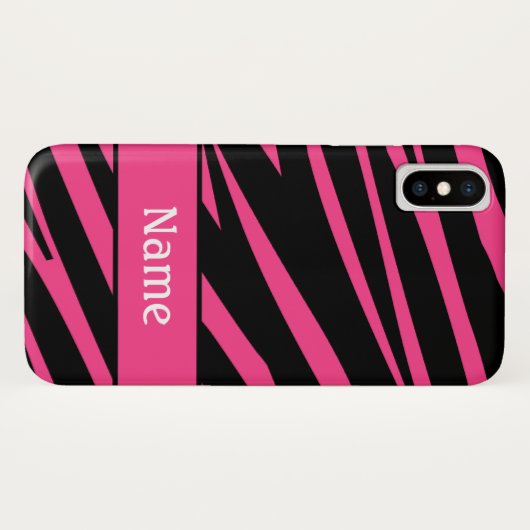 Gepersonaliseerd Zebra Print roze zwart patroon Case-Mate iPhone Case (Achterkant (horizontaal))
