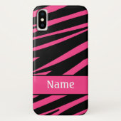 Gepersonaliseerd Zebra Print roze zwart patroon Case-Mate iPhone Case (Achterkant)