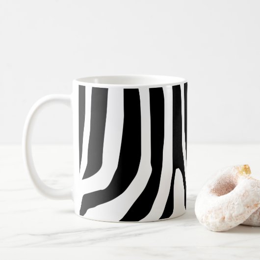 Gepersonaliseerd Zebra Print Stripes Patroon Koffiemok (Met donut)