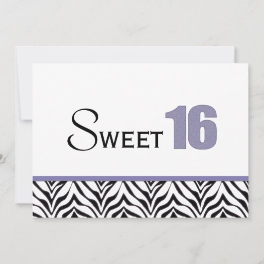 Gepersonaliseerd: Zebra Sweet 16-partijenuitnodigi Kaart (Achterkant)