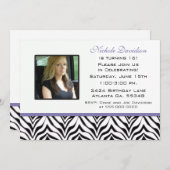 Gepersonaliseerd: Zebra Sweet 16-partijenuitnodigi Kaart (Voorkant / Achterkant)