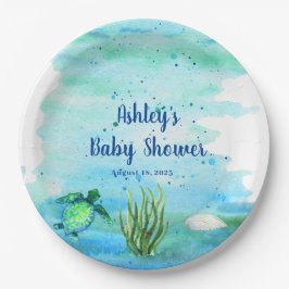 Gepersonaliseerd Zee Baby shower Papieren Bordje