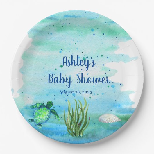 Gepersonaliseerd Zee Baby shower Papieren Bordje (Voorkant)