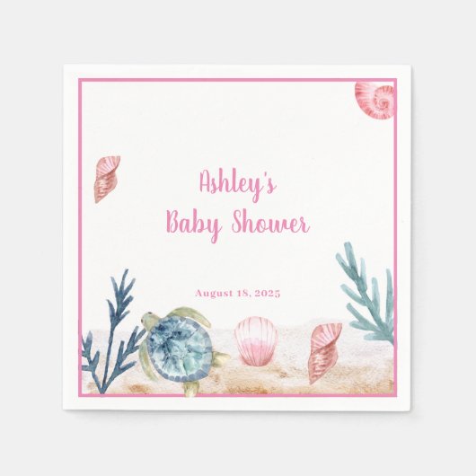Gepersonaliseerd Zee Baby shower Servet (Voorkant)