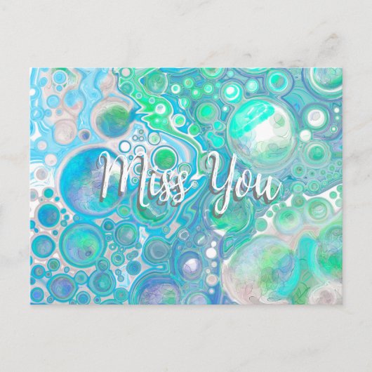 Gepersonaliseerd Zee Glass Blue en Green Miss U Briefkaart (Voorkant)