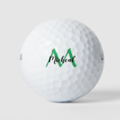 Gepersonaliseerd Zee Groen Monogram Naam toevoegen Golfballen (Voorkant)