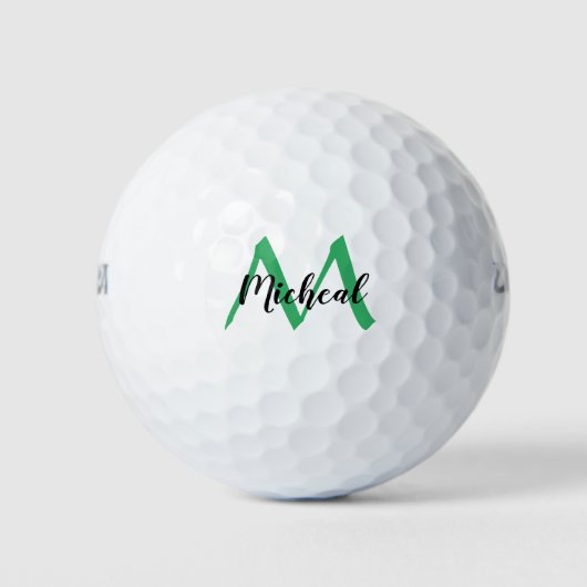 Gepersonaliseerd Zee Groen Monogram Naam toevoegen Golfballen (Voorkant)