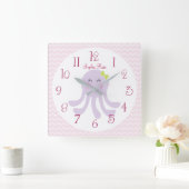 Gepersonaliseerd Zee Octopus Nursery Clock Vierkante Klok (Huis)