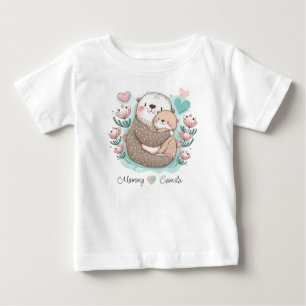 Gepersonaliseerd Zee Otter Love Baby T-shirt