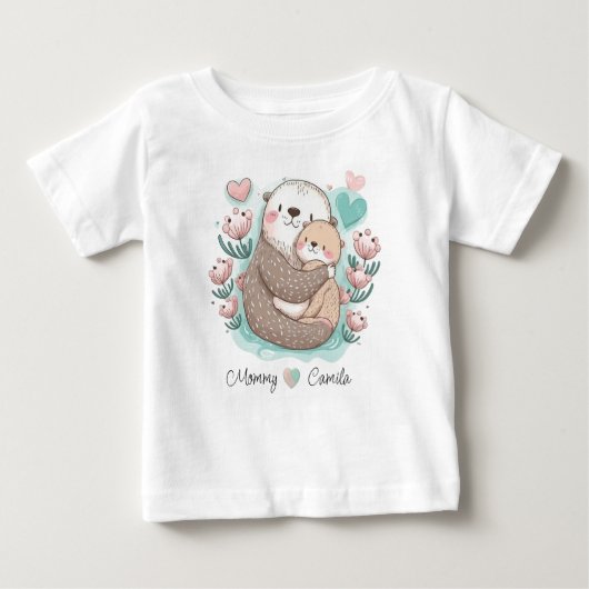 Gepersonaliseerd Zee Otter Love Baby T-shirt (Voorkant)