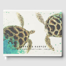 © Gepersonaliseerd Zee Schildpad Liefde bruiloft g Gastenboek