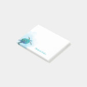 Gepersonaliseerd Zee Schildpad Waterverf Aqua Blue Post-it® Notes (Schuin)