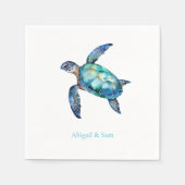 Gepersonaliseerd Zee Turtle Beach bruiloft cocktai Servet (Voorkant)