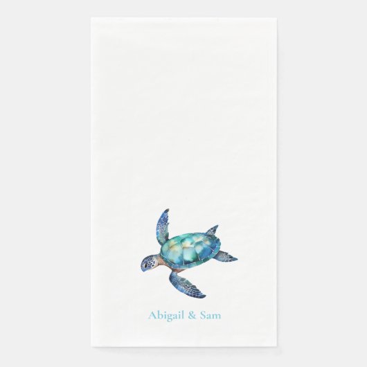 Gepersonaliseerd Zee Turtle Beach bruiloft Servet (Voorkant)