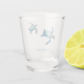 Gepersonaliseerd Zee Turtle Beach bruiloft Shot Glas (Achterkant)
