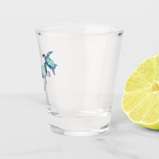 Gepersonaliseerd Zee Turtle Beach bruiloft Shot Glas (Rechts)