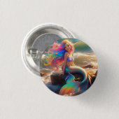 Gepersonaliseerd zeemeerminknop ronde button 3,2 cm (Voorkant /achterkant)