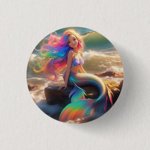Gepersonaliseerd zeemeerminknop ronde button 3,2 cm