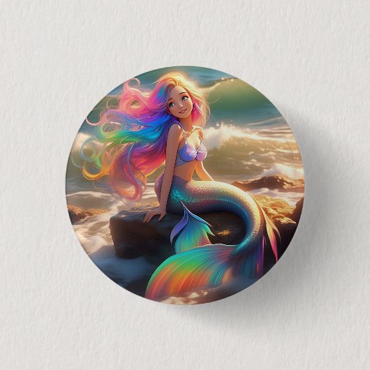 Gepersonaliseerd zeemeerminknop ronde button 3,2 cm (Voorkant)