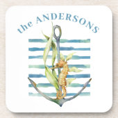 Gepersonaliseerd zeepaardje met Anker Coastal Them Bier Onderzetter (Voorkant)