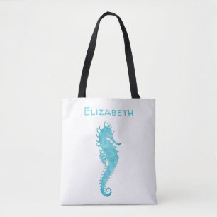 Gepersonaliseerd zeepaardje tote bag