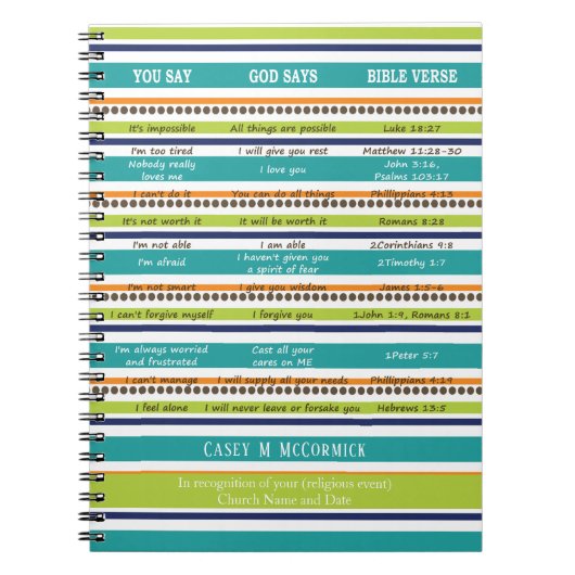 Gepersonaliseerd ZEG JE / GOD ZEGT BIJBELVERZEN Notitieboek (Voorkant)
